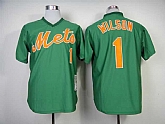 New York Mets #1 Wilson 1985 Mitchell And Ness Throwback Green Pullover Stitched MLB Jersey Sanguo,baseball caps,new era cap wholesale,wholesale hats